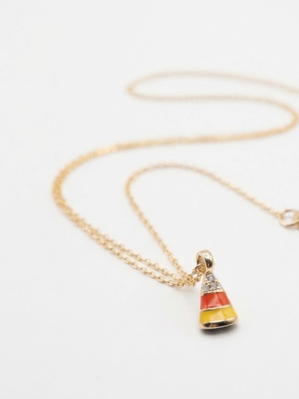 Vintage Gold-tone Candy Corn Pendant Necklace in Orange and Yellow